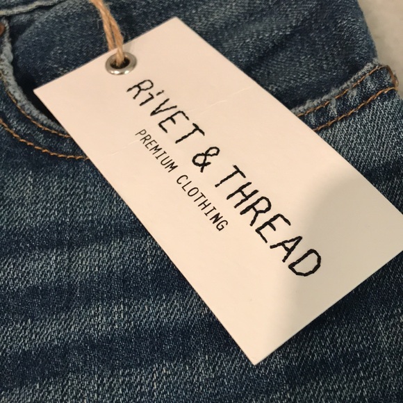 New Rivet & Thread Jeans Womens 27 Selvedge Lasso Wide Leg Distressed Stretch - Picture 3 of 11